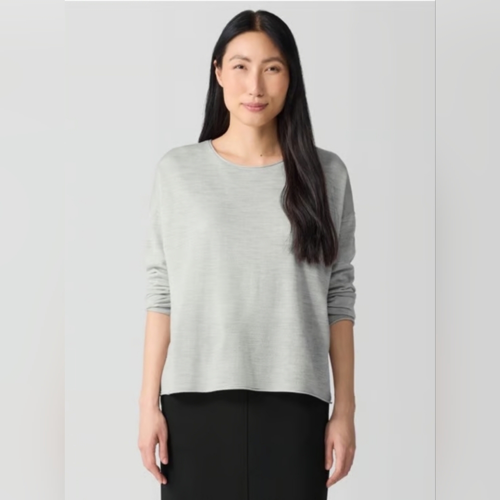 Eileen Fisher Women's Suoerfine Merino Wool Box-Top In Regenerative Woom Ivory M